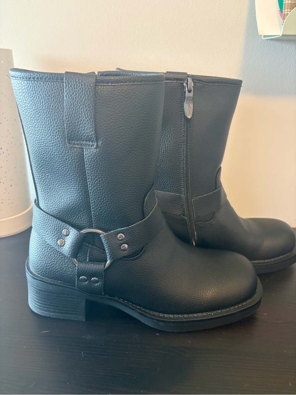 AquaDiva Black Faux Leather Waterproof Mid Calf Boot - Women’s 7.5 (38)